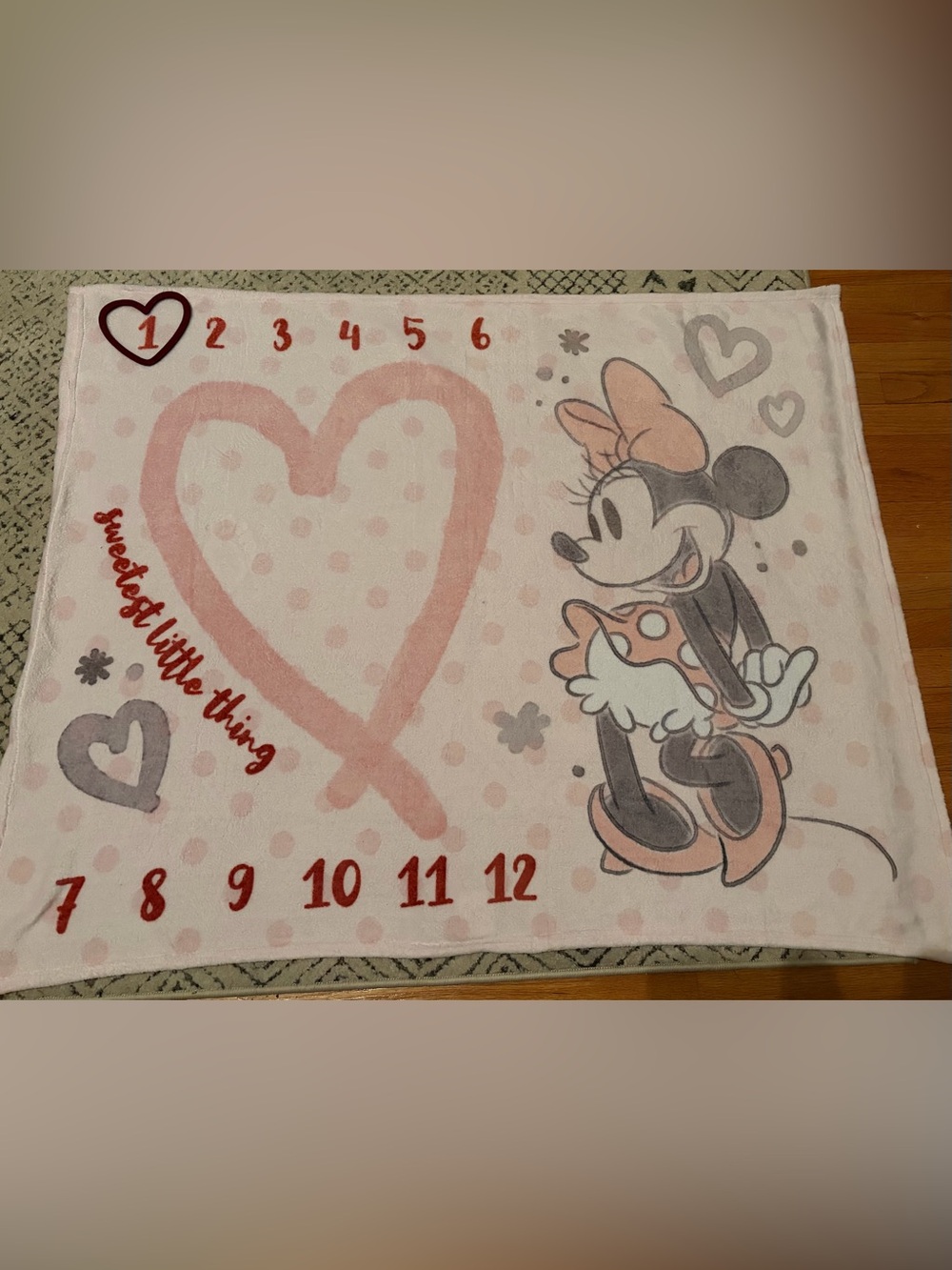 Pink Minnie Mouse Baby Milestone Blanket
